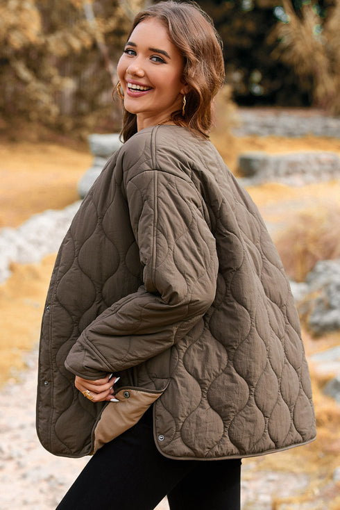 Snap Button Quilted Puffer Jacket